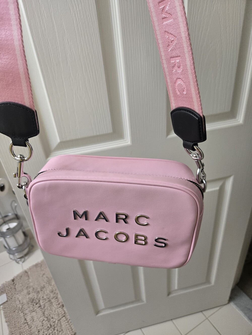 Marc Jacobs Pink Logo Camera Bag with Pink Strap